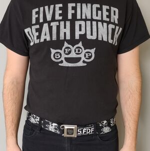 Five Finger Death Punch Buckle Down Belt Mens Black
